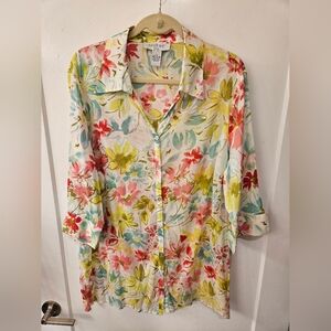 NWT- Cotton Gauze Paraphrase Woman Button Up Blouse - Size 2X